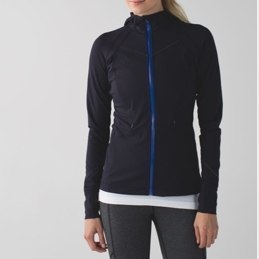 Lululemon Rain-On Train-On Jacket Top Size 4 Color Navy Blue